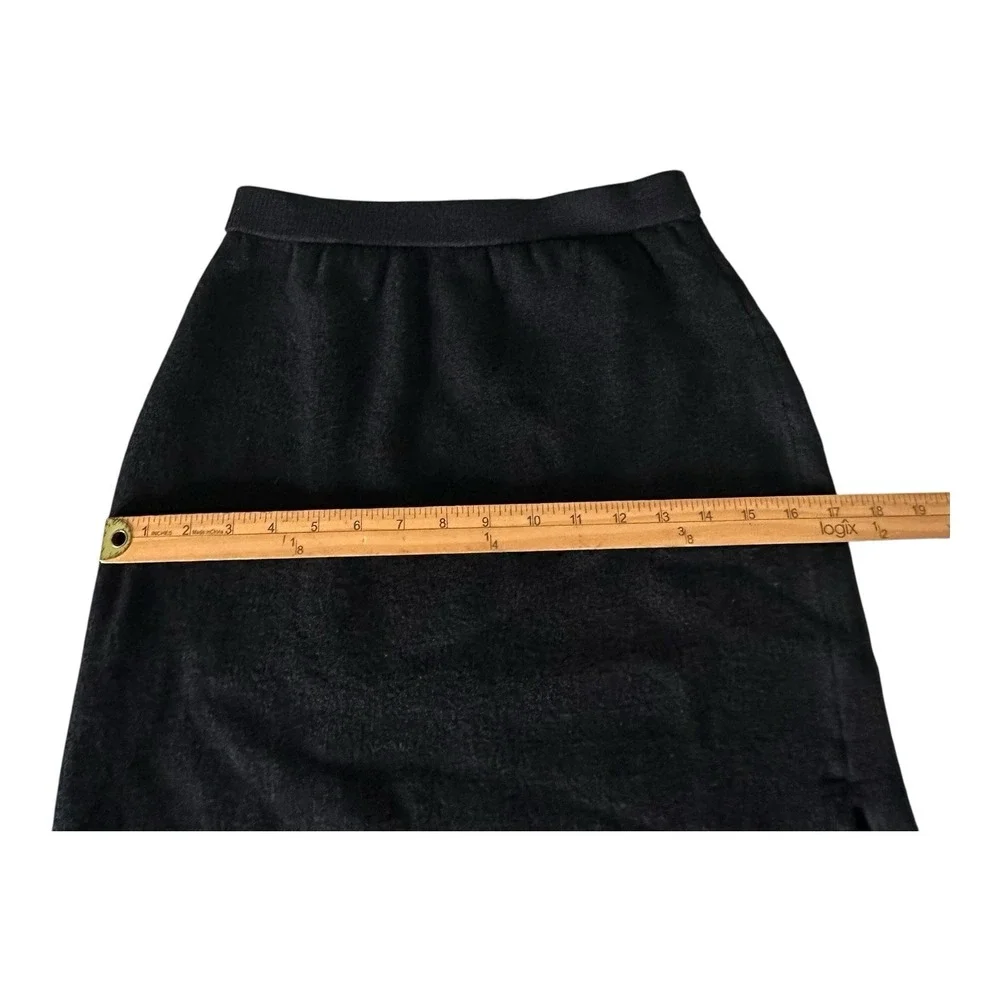 St. John Basics Santana Knit Black Side Slit‎ Midi Wool Blend Skirt Woman's 6